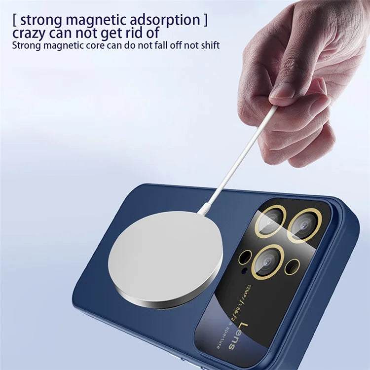 For iPhone 14 Pro Max Case Back Logo Magnify Phone Cover Compatible with MagSafe
