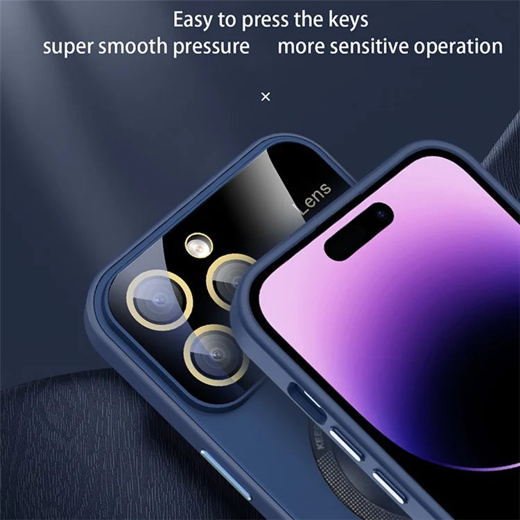 For iPhone 14 Pro Max Case Back Logo Magnify Phone Cover Compatible with MagSafe
