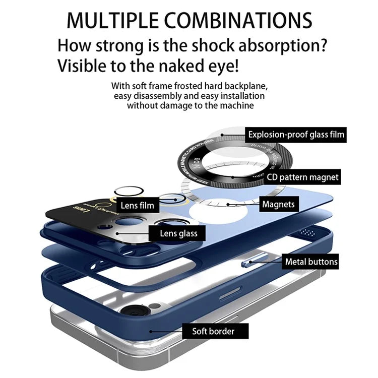 For iPhone 14 Plus Magnetic Case Compatible with MagSafe PC+TPU Phone Cover