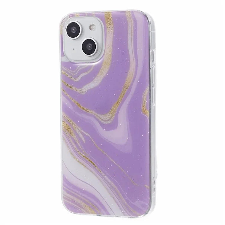 For iPhone 15 Marble Pattern Case Flexible TPU Protective IMD Phone Cover