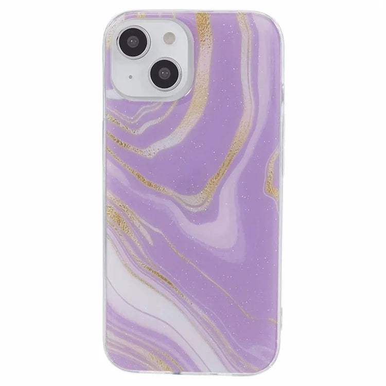 For iPhone 15 Marble Pattern Case Flexible TPU Protective IMD Phone Cover