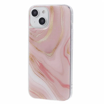 For iPhone 15 Marble Pattern Case Flexible TPU Protective IMD Phone Cover