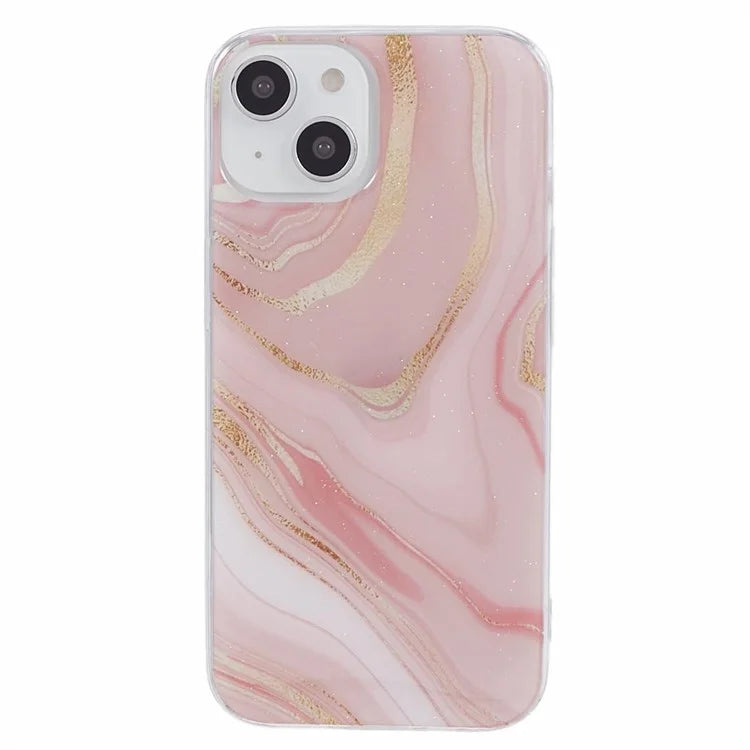 For iPhone 15 Marble Pattern Case Flexible TPU Protective IMD Phone Cover