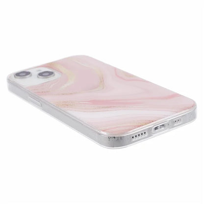 For iPhone 15 Marble Pattern Case Flexible TPU Protective IMD Phone Cover