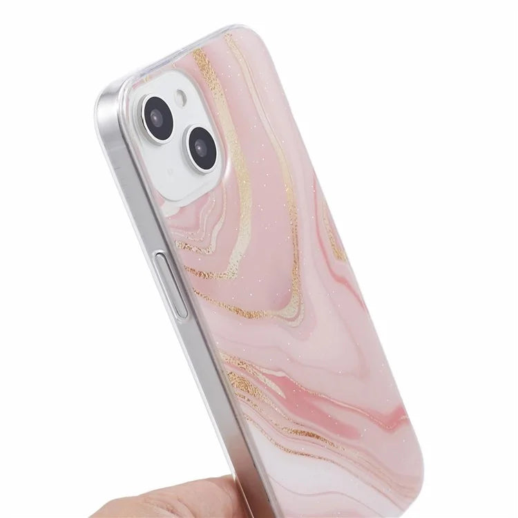 For iPhone 15 Marble Pattern Case Flexible TPU Protective IMD Phone Cover