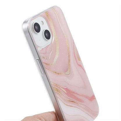 For iPhone 15 Marble Pattern Case Flexible TPU Protective IMD Phone Cover