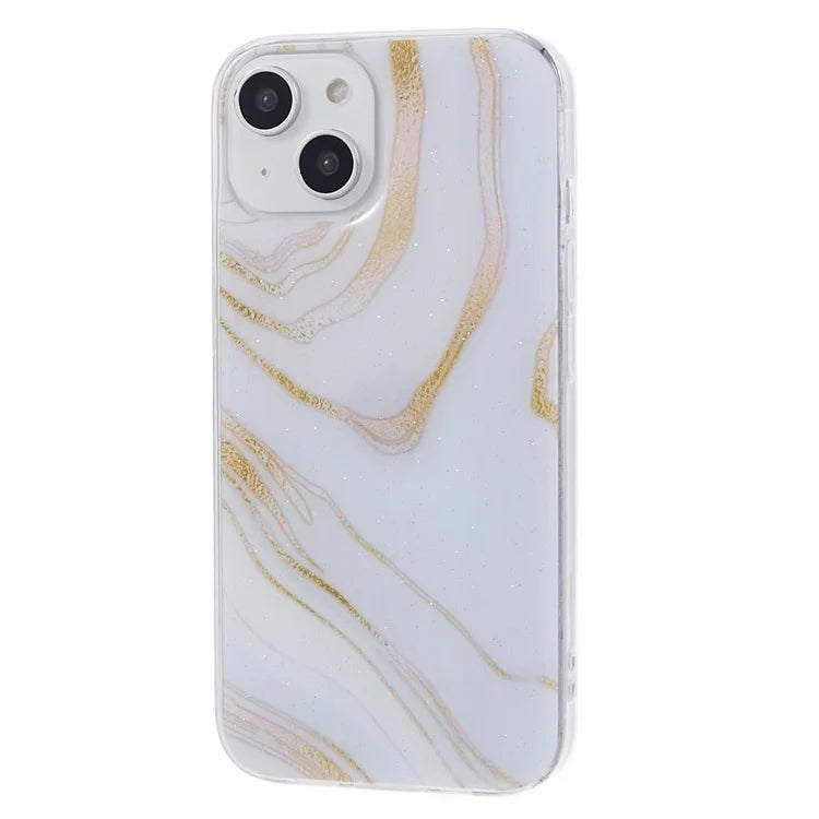For iPhone 15 Marble Pattern Case Flexible TPU Protective IMD Phone Cover