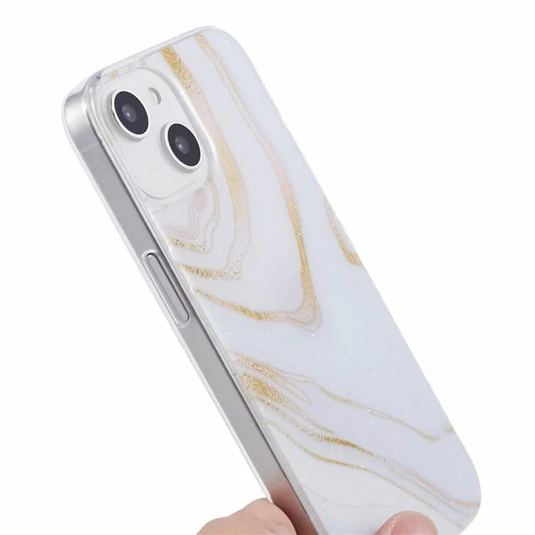 For iPhone 15 Marble Pattern Case Flexible TPU Protective IMD Phone Cover