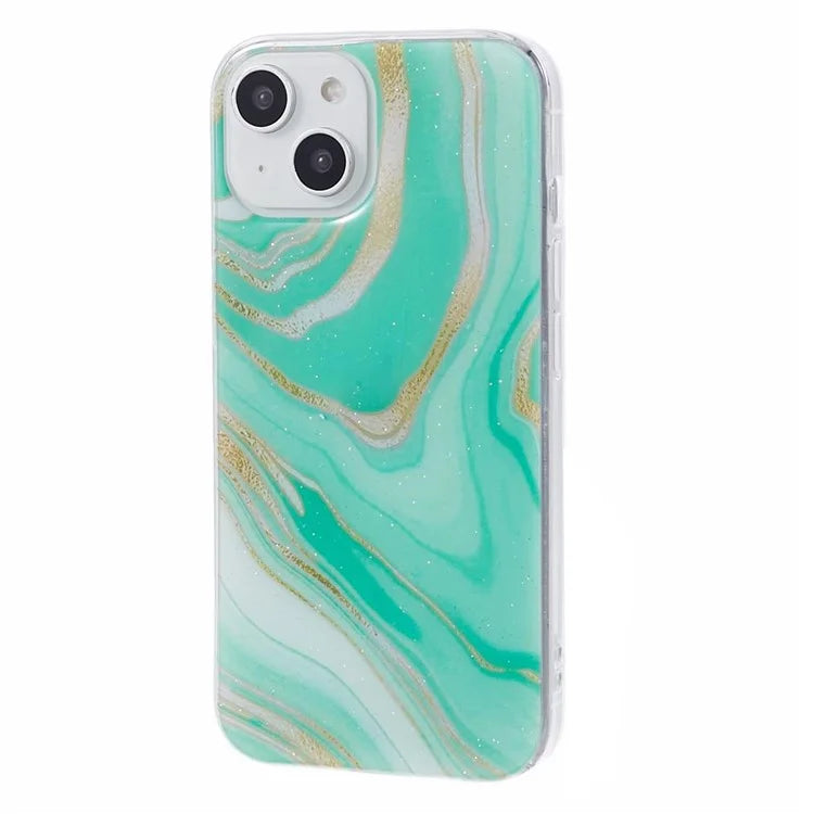 For iPhone 15 Marble Pattern Case Flexible TPU Protective IMD Phone Cover