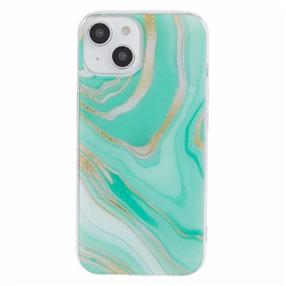 For iPhone 15 Marble Pattern Case Flexible TPU Protective IMD Phone Cover