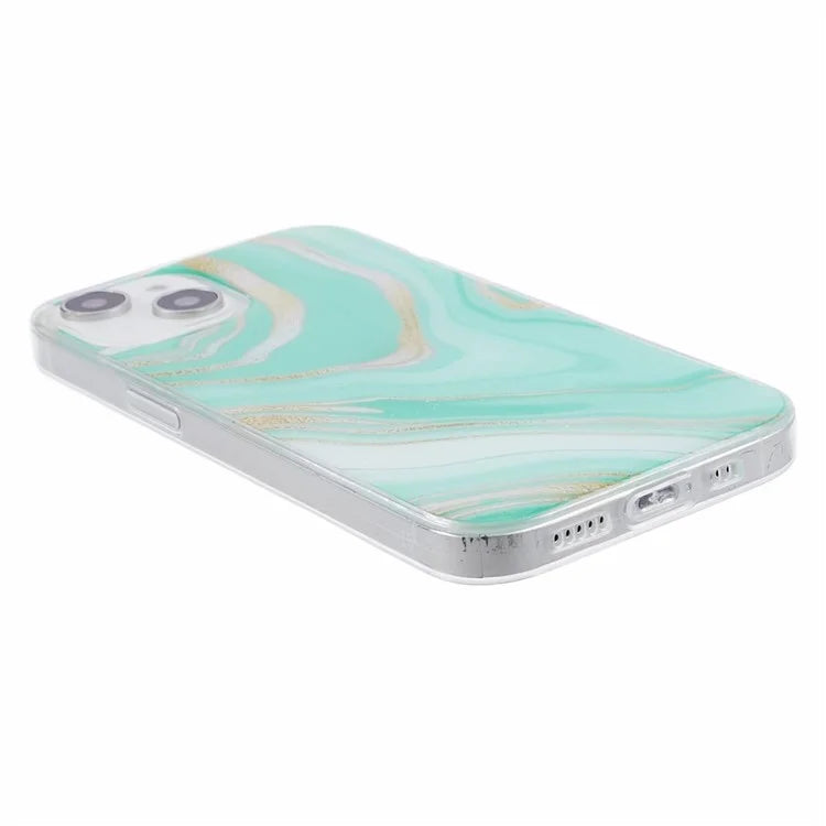 For iPhone 15 Marble Pattern Case Flexible TPU Protective IMD Phone Cover