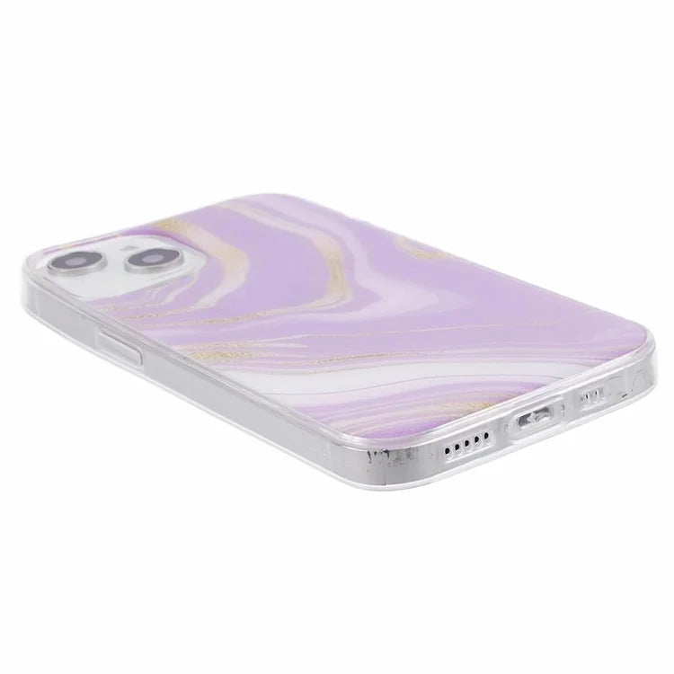 For iPhone 15 Plus Marble Slim Case IMD Design TPU Phone Cover