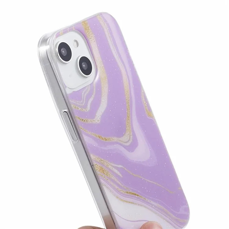 For iPhone 15 Plus Marble Slim Case IMD Design TPU Phone Cover