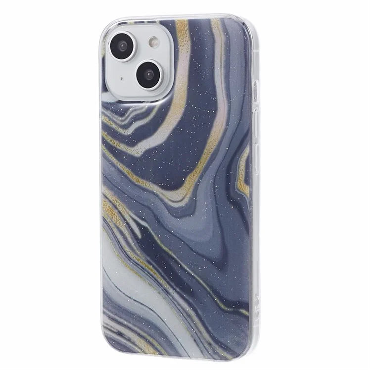 For iPhone 15 Plus Marble Slim Case IMD Design TPU Phone Cover