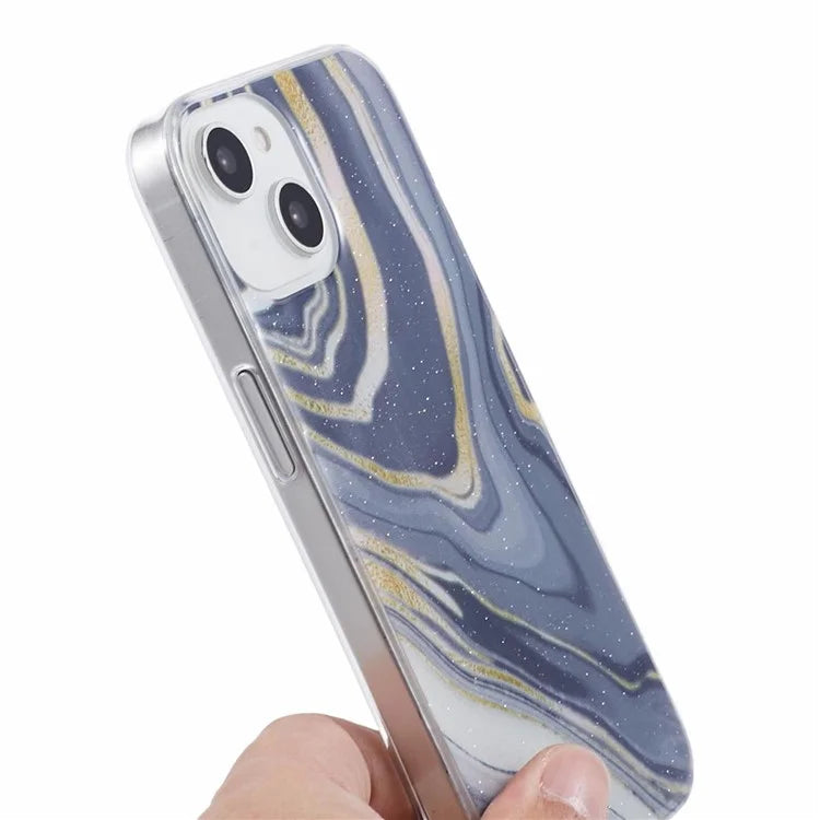 For iPhone 15 Plus Marble Slim Case IMD Design TPU Phone Cover