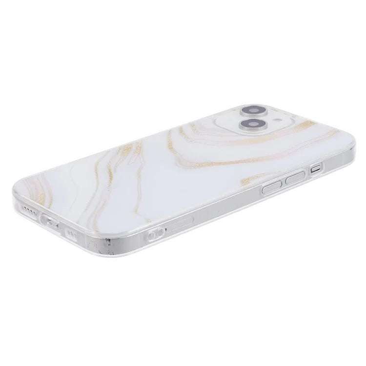 For iPhone 15 Plus Marble Slim Case IMD Design TPU Phone Cover