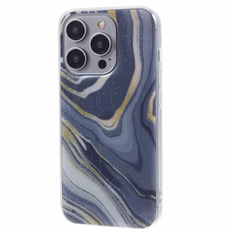 For iPhone 15 Pro Max Protective Case Marble IMD Shockproof TPU Phone Cover