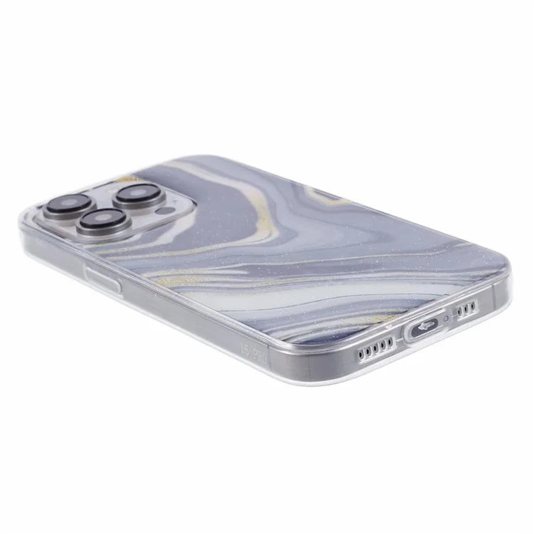 For iPhone 15 Pro Max Protective Case Marble IMD Shockproof TPU Phone Cover