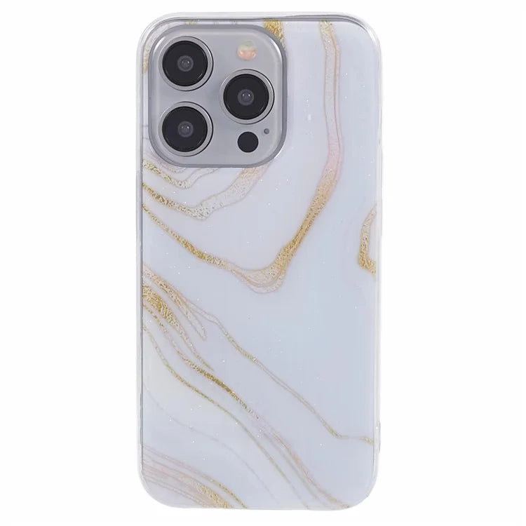 For iPhone 15 Pro Max Protective Case Marble IMD Shockproof TPU Phone Cover