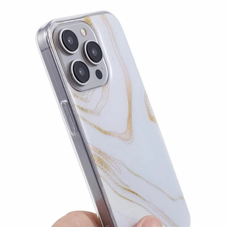 For iPhone 15 Pro Max Protective Case Marble IMD Shockproof TPU Phone Cover