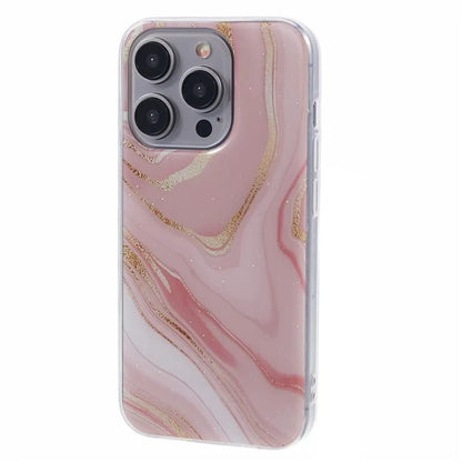For iPhone 15 Pro Max Protective Case Marble IMD Shockproof TPU Phone Cover