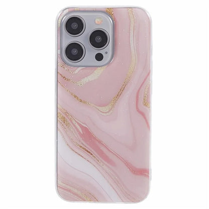For iPhone 15 Pro Max Protective Case Marble IMD Shockproof TPU Phone Cover