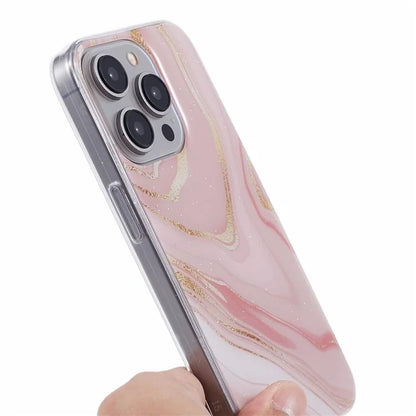 For iPhone 15 Pro Max Protective Case Marble IMD Shockproof TPU Phone Cover
