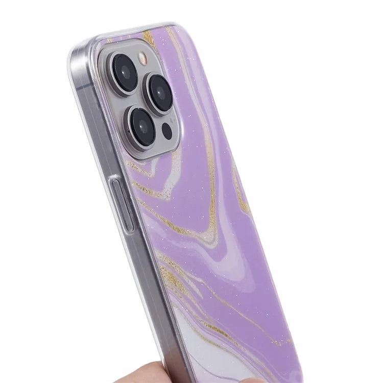 For iPhone 15 Pro Max Protective Case Marble IMD Shockproof TPU Phone Cover