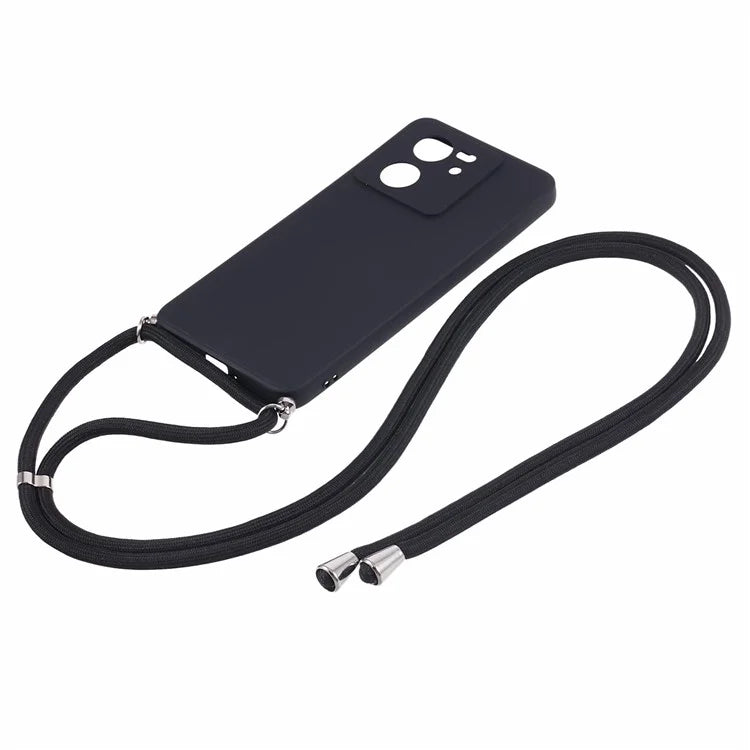 For Xiaomi 13T / 13T Pro / Redmi K60 Ultra Case Soft Fiber Lining Rubberized TPU Cover with Long Lanyard