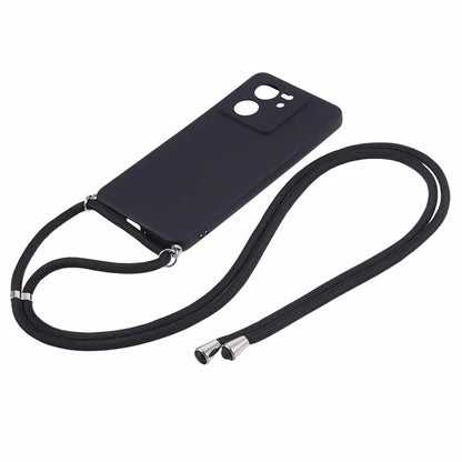 For Xiaomi 13T / 13T Pro / Redmi K60 Ultra Case Soft Fiber Lining Rubberized TPU Cover with Long Lanyard