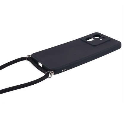 For Xiaomi 13T / 13T Pro / Redmi K60 Ultra Case Soft Fiber Lining Rubberized TPU Cover with Long Lanyard