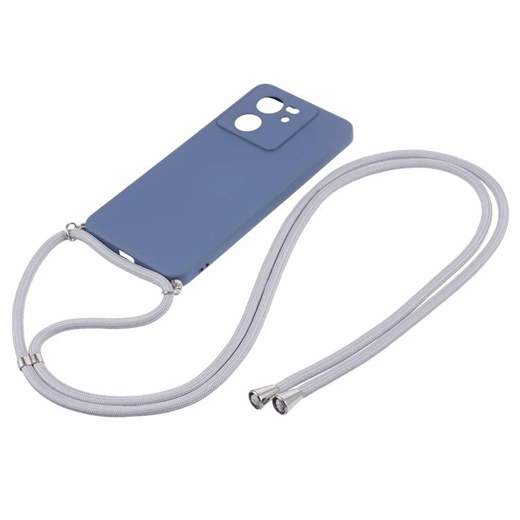 For Xiaomi 13T / 13T Pro / Redmi K60 Ultra Case Soft Fiber Lining Rubberized TPU Cover with Long Lanyard