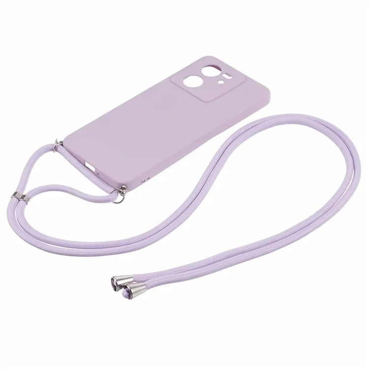 For Xiaomi 13T / 13T Pro / Redmi K60 Ultra Case Soft Fiber Lining Rubberized TPU Cover with Long Lanyard