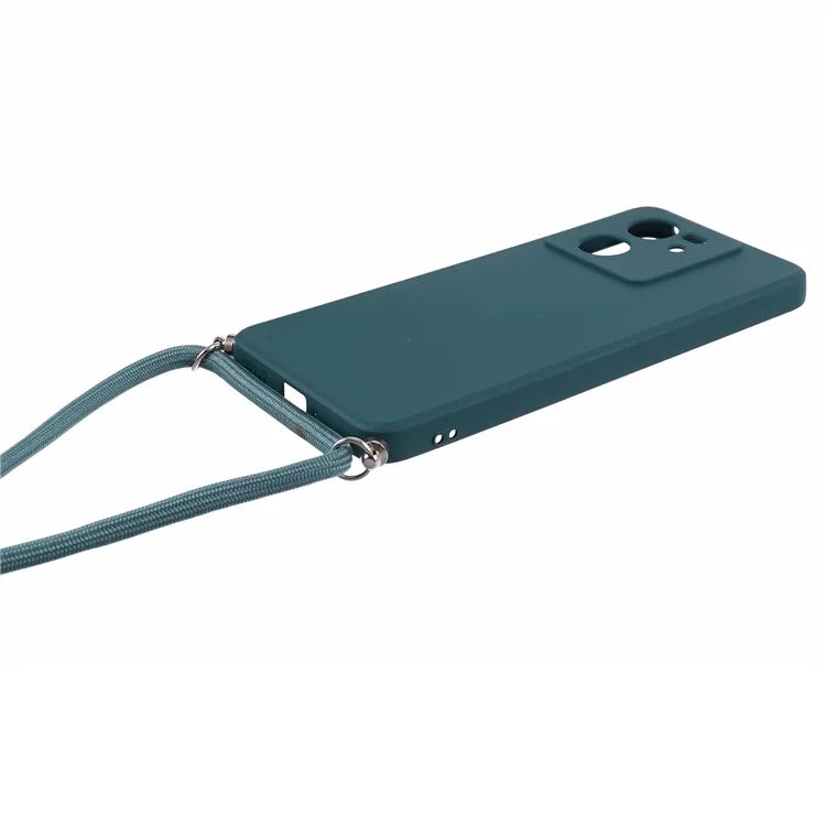For Xiaomi 13T / 13T Pro / Redmi K60 Ultra Case Soft Fiber Lining Rubberized TPU Cover with Long Lanyard