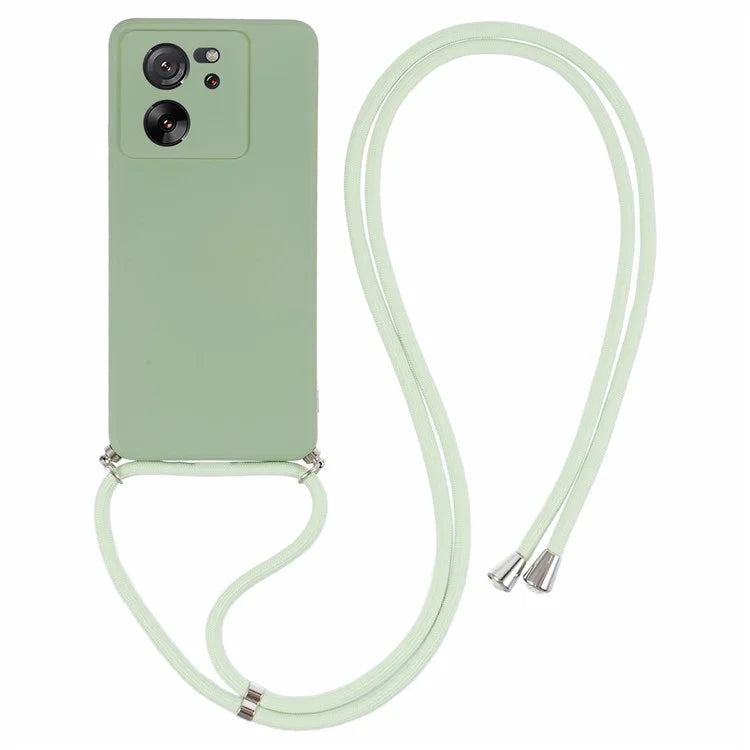 For Xiaomi 13T / 13T Pro / Redmi K60 Ultra Case Soft Fiber Lining Rubberized TPU Cover with Long Lanyard