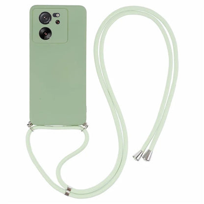 For Xiaomi 13T / 13T Pro / Redmi K60 Ultra Case Soft Fiber Lining Rubberized TPU Cover with Long Lanyard