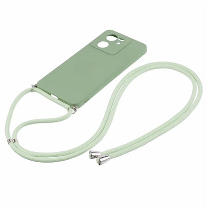 For Xiaomi 13T / 13T Pro / Redmi K60 Ultra Case Soft Fiber Lining Rubberized TPU Cover with Long Lanyard