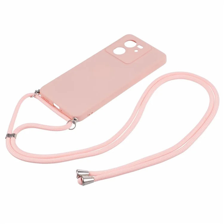 For Xiaomi 13T / 13T Pro / Redmi K60 Ultra Case Soft Fiber Lining Rubberized TPU Cover with Long Lanyard