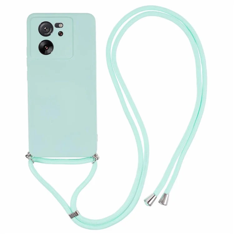 For Xiaomi 13T / 13T Pro / Redmi K60 Ultra Case Soft Fiber Lining Rubberized TPU Cover with Long Lanyard