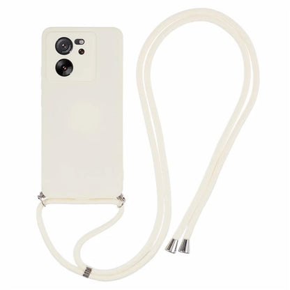 For Xiaomi 13T / 13T Pro / Redmi K60 Ultra Case Soft Fiber Lining Rubberized TPU Cover with Long Lanyard