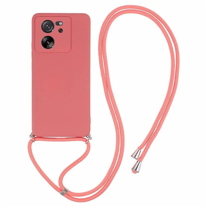 For Xiaomi 13T / 13T Pro / Redmi K60 Ultra Case Soft Fiber Lining Rubberized TPU Cover with Long Lanyard