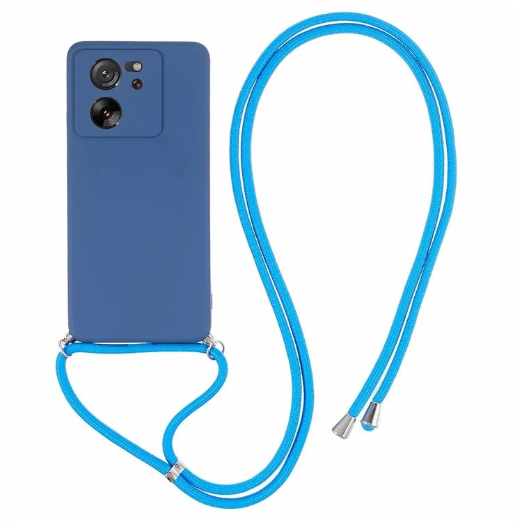 For Xiaomi 13T / 13T Pro / Redmi K60 Ultra Case Soft Fiber Lining Rubberized TPU Cover with Long Lanyard