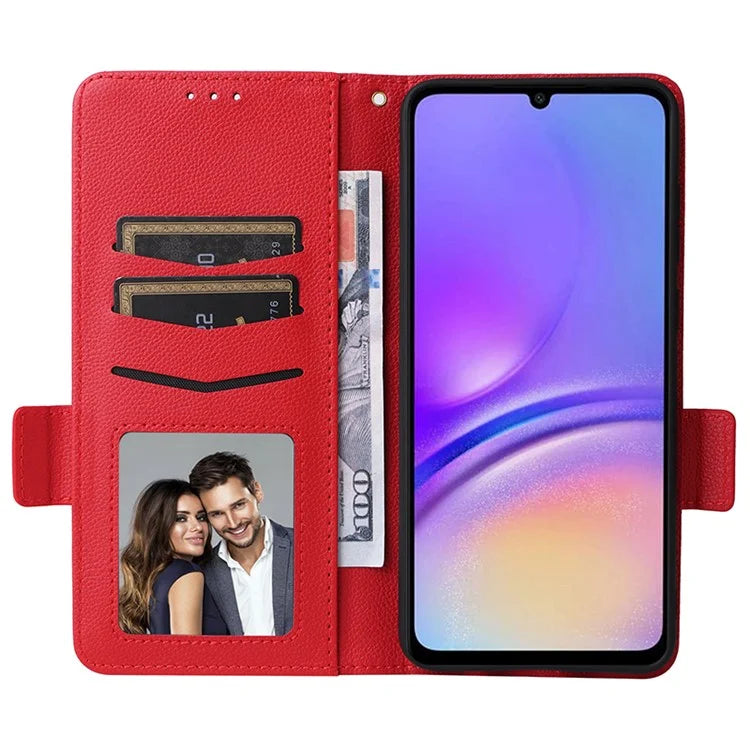 For Samsung Galaxy A05 4G Case Litchi Texture Cell Phone Leather Cover with Strap