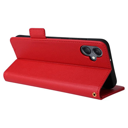 For Samsung Galaxy A05 4G Case Litchi Texture Cell Phone Leather Cover with Strap