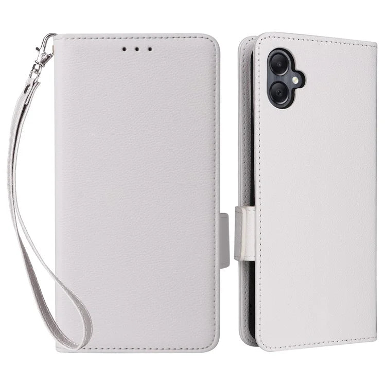 For Samsung Galaxy A05 4G Case Litchi Texture Cell Phone Leather Cover with Strap