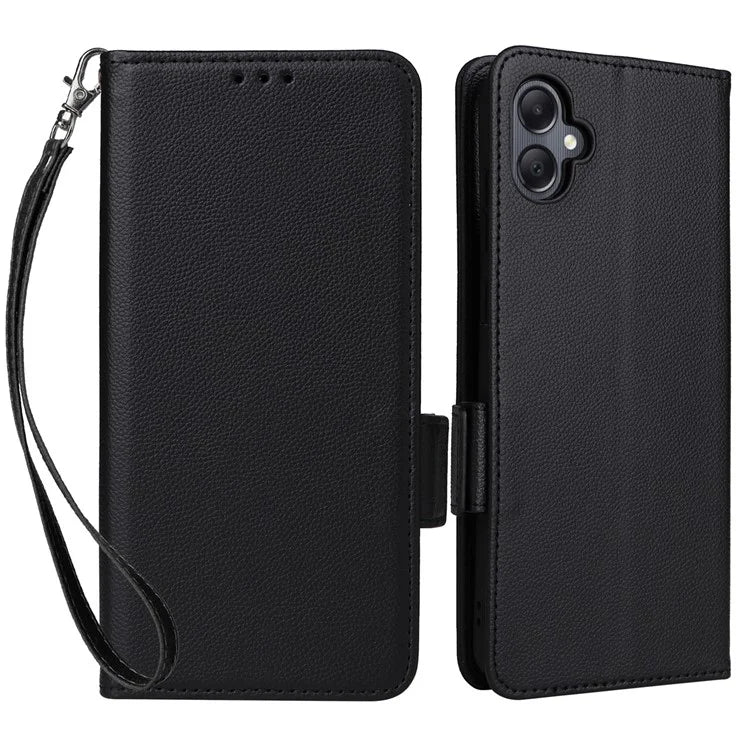 For Samsung Galaxy A05 4G Case Litchi Texture Cell Phone Leather Cover with Strap