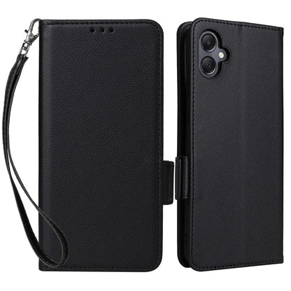 For Samsung Galaxy A05 4G Case Litchi Texture Cell Phone Leather Cover with Strap