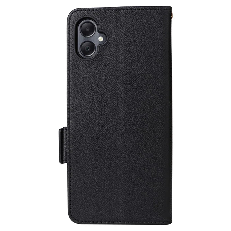For Samsung Galaxy A05 4G Case Litchi Texture Cell Phone Leather Cover with Strap