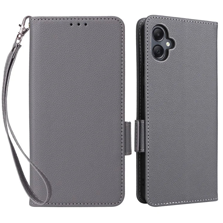 For Samsung Galaxy A05 4G Case Litchi Texture Cell Phone Leather Cover with Strap
