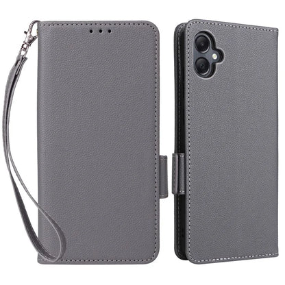 For Samsung Galaxy A05 4G Case Litchi Texture Cell Phone Leather Cover with Strap